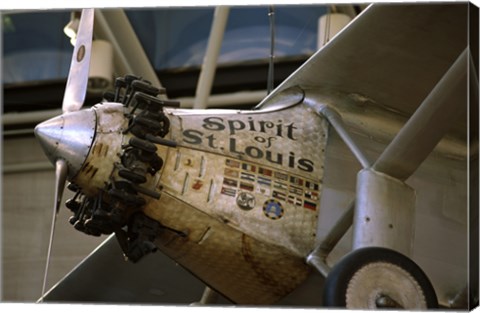 Framed Close-up of an aircraft displayed in a museum, Spirit of St. Louis, National Air and Space Museum, Washington DC, USA Print