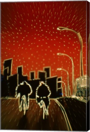 Framed Cycling at night Print