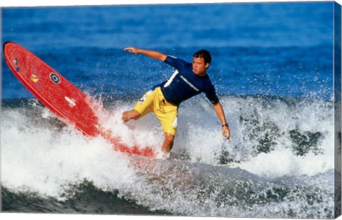 Framed Surfing in the water Print