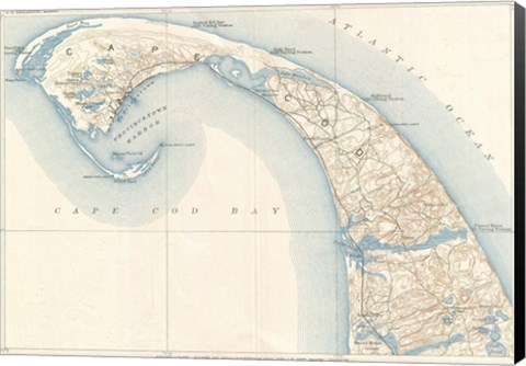 Framed 1908 U.S. Geological Survey Map of Provincetown, Cape Cod, Massachusetts1908 Print