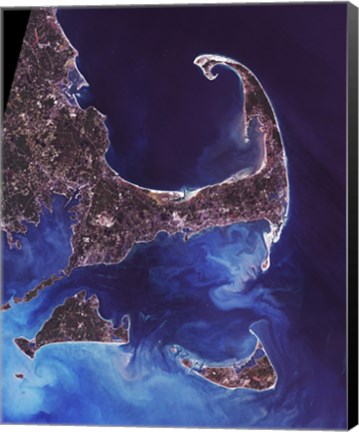 Framed Cape Cod - from space Print