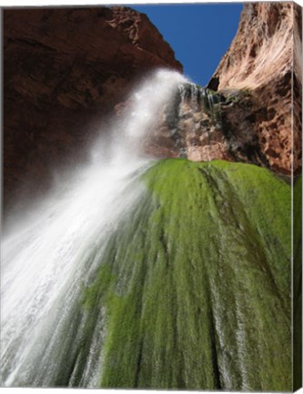 Framed Lower Ribbon Falls off the North Kaibab Trail in the Grand Canyon Print