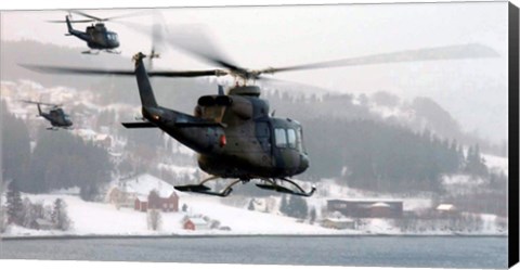 Framed Norwegian military Bell 412SP helicopters Print