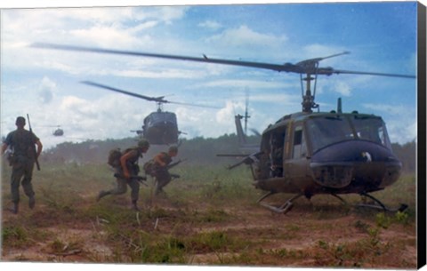 Framed UH-1D helicopters in Vietnam 1966 Print