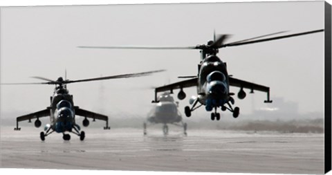 Framed MI-35 attack helicopters from the Afghan National Army Air Corps Print