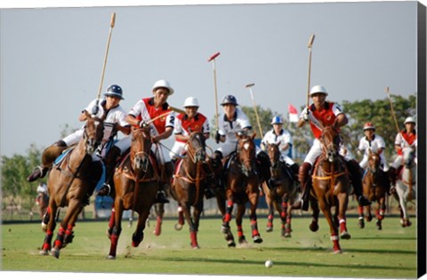 Framed Indonesia plays against Thailand in a round robin SEA Games 2007 Thailand Polo match Print