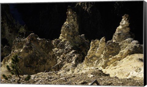 Framed Rock formations at a canyon, Grand Canyon of the Yellowstone, Yellowstone River, Yellowstone National Park, Wyoming, USA Print