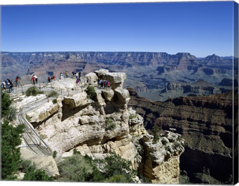 Framed High angle view of tourists at an observation point, Grand Canyon National Park, Arizona, USA Print