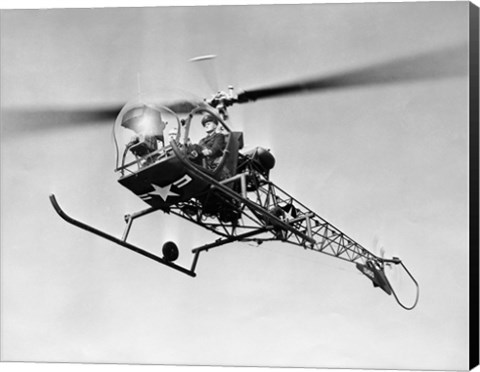 Framed Low angle view of military helicopter in flight Print