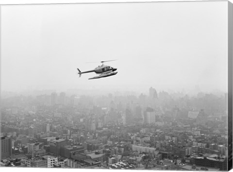 Framed USA, New York State, New York City, Helicopter over city Print