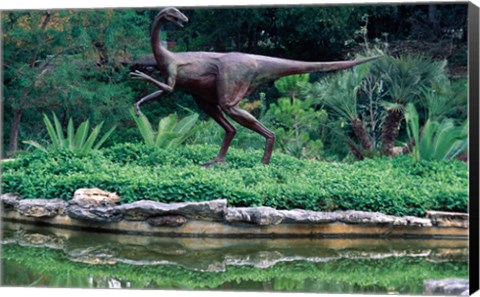 Framed Statue of Ornithomimus Dinosaur in a park, Zilker Park, Austin, Texas, USA Print