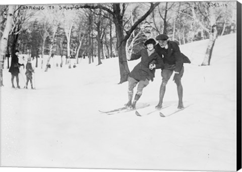 Framed Learning to Ski, Quebec Print