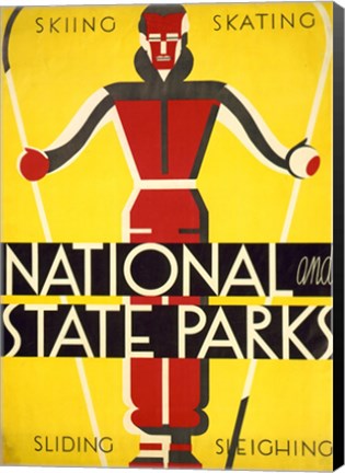 Framed National and state parks, skiing, skating, sliding, sleighing Print