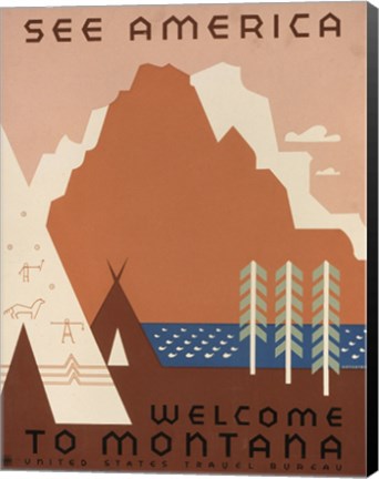 Framed See America Welcome to Montana Print