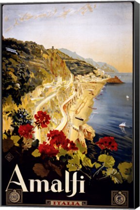 Framed Amalfi, travel poster Print