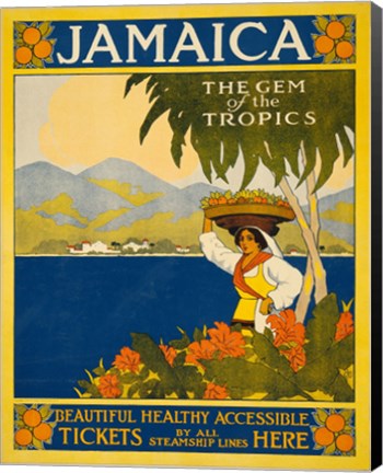 Framed Jamaica, the gem of the tropics, travel poster, 1910 Print