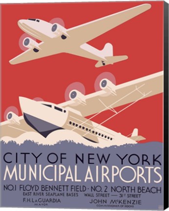 Framed New York City municipal airports, 1937 Print