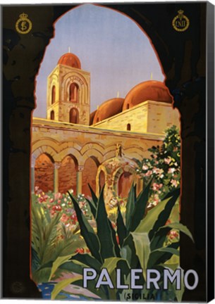 Framed Palermo, travel poster 1920 Print