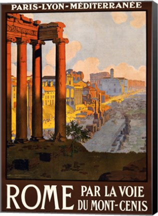 Framed Rome par la voie du Mont-Cenis, travel poster 1920 Print