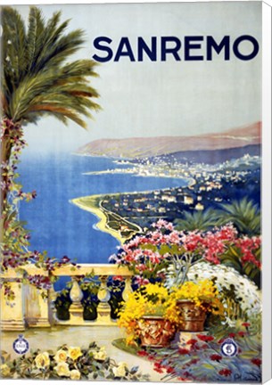 Framed San Remo, travel poster 1920 Print