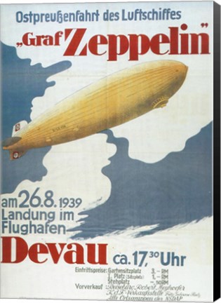 Framed Zeppelin in Devau 1939 Print