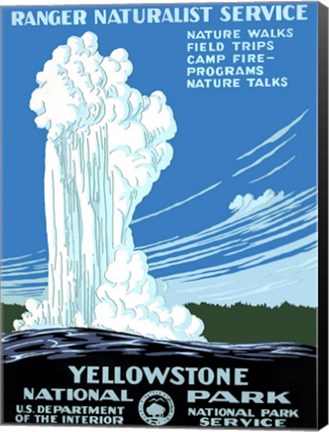 Framed Yellowstone National Park poster 1938 Print