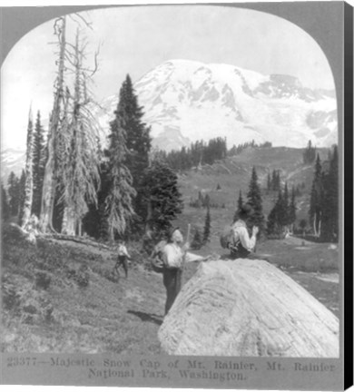 Framed Washington - Mount Rainier - resting at Camp Muir, before Gibralter Rock 1922 Print