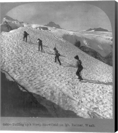 Framed Washington - Mount Rainier Toiling up a steep snowfield Print