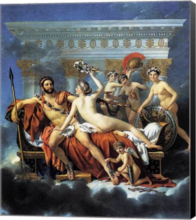 Framed Jacques - Louis David Aphrodite Ares Graces Print