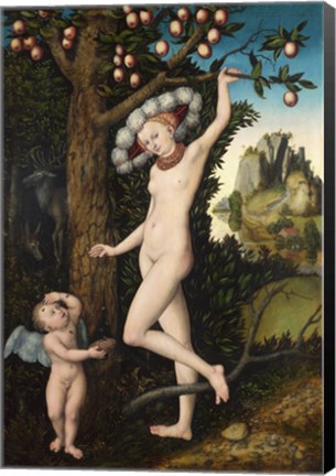 Framed Lucas Cranach the Elder - Cupid complaining to Venus Print