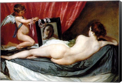 Framed Venus At Her Mirror Print