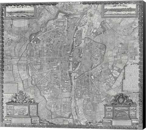 Framed 1652 Plan de Gomboust Print