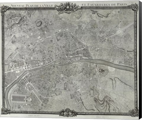 Framed 1775 Plan de Jaillot Print