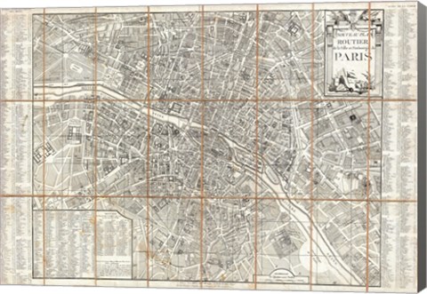 Framed 1780 Esnauts and Rapilly Case Map of Paris Print