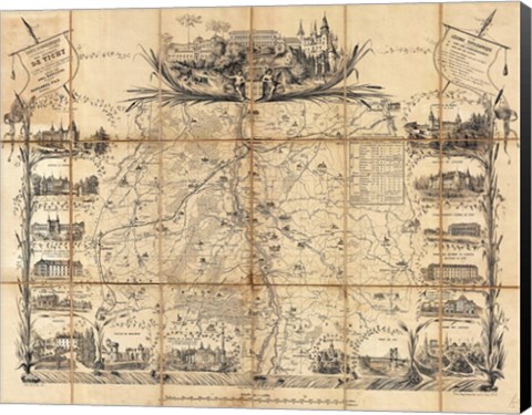 Framed 1865 Madeleine Map Pocket Map of Vichy, France Print