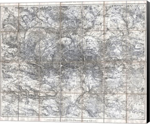 Framed 1902 L&#39;Armee Case Map of Paris and Environs Print