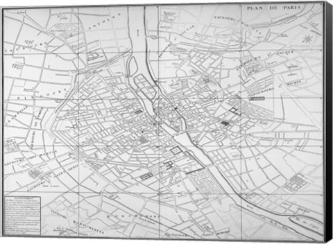 Framed Paris map circe 1739 Print