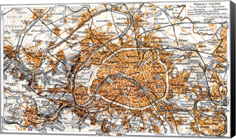 Framed Paris in Brockhaus 1937 Print