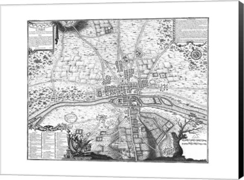 Framed Plan de Paris - gray Print