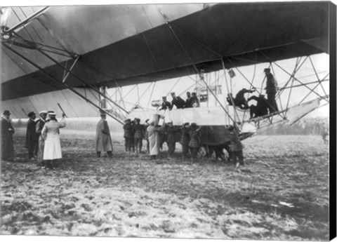 Framed Zeppelin Landing in Presence of Count Zeppelin and Crown Prince Print