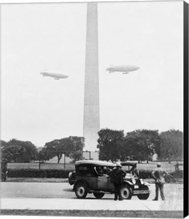 Framed U.S. Army Blimps, Passing over the Washington Monument Print