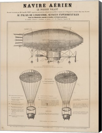 Framed Navire Aerien Blimp Print