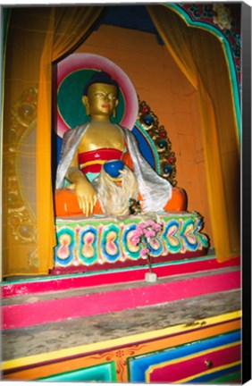 Framed Statue of Buddha in a temple, Paugha, Annapurna Range, Nepal Print