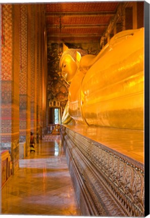 Framed Statue of reclining Buddha in a Temple Print