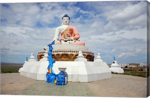 Framed Low angle view of a statue of Buddha, Darkhan, Mongolia Print