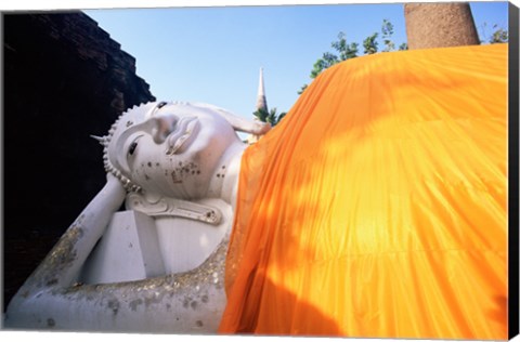 Framed Reclining Buddha, Wat Yai Chai Mongkhon, Ayutthaya, Thailand Print