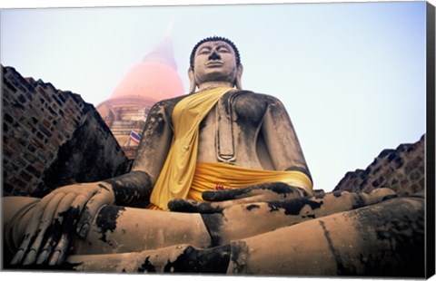 Framed Statue of Buddha, Wat Yai Chai Mongkhon, Ayutthaya, Thailand Print