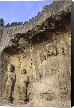 Framed Buddha Statue Carved on a wall, Longmen Caves, Luoyang, China Print