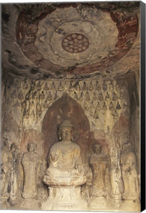 Framed Buddha Statue Carved, Longmen Caves, Luoyang, China Print
