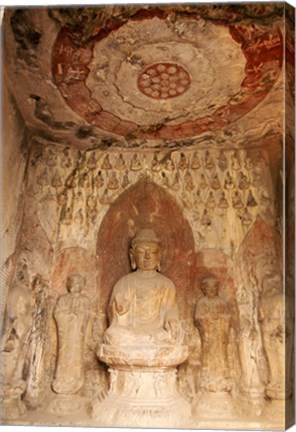 Framed Buddha statue, Longmen Buddhist Caves, Luoyang, China Print